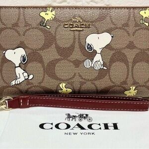 Coach Brown Snoopy Wristlet